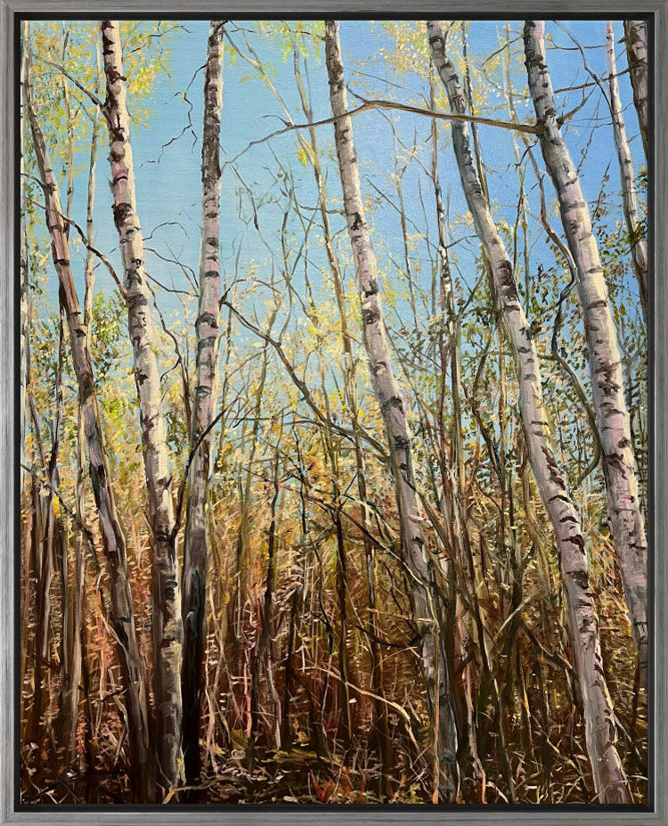 Picture "Birches in Spring I" (2023), framed by Burkhard Kern