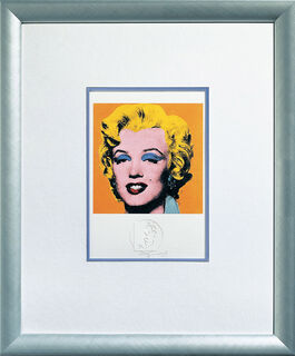 Bild "Shot Orange Marilyn" (1967), gerahmt von Andy Warhol