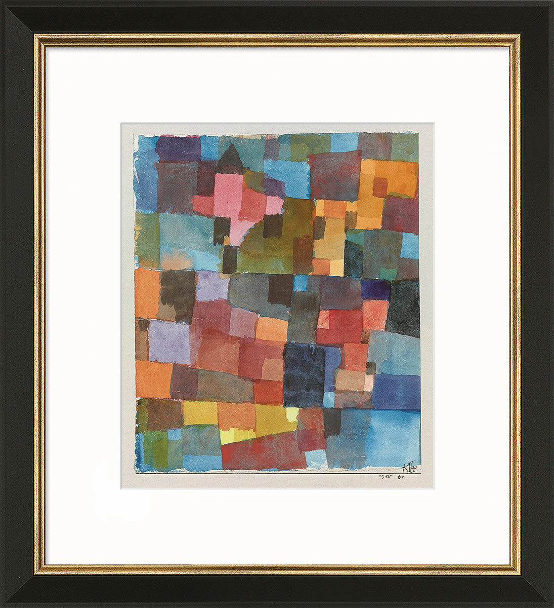 Picture "Spatial Architectures (on Cold-Warm)" (1915), framed by Paul Klee