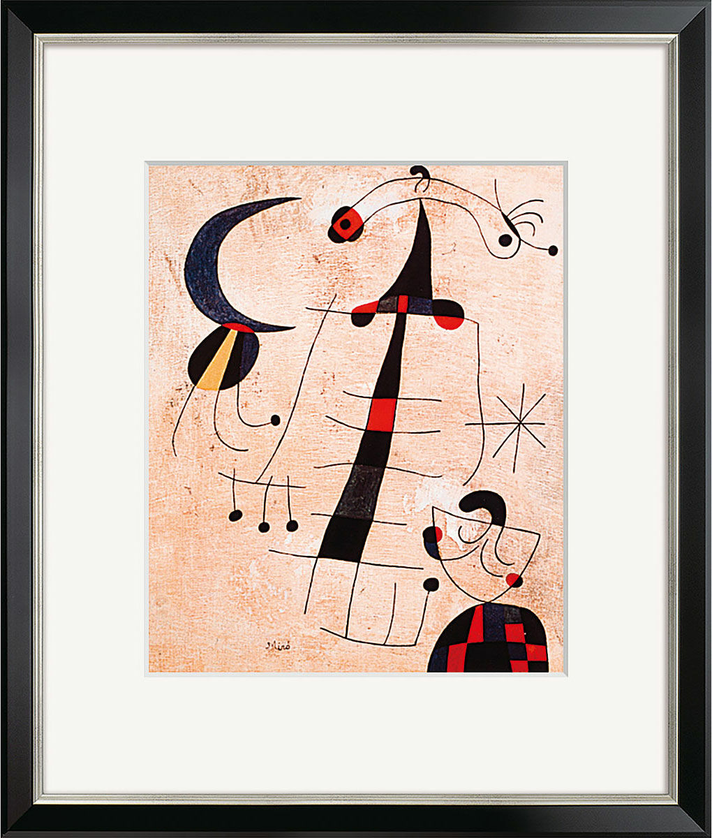 Bild "Klage der Liebenden", gerahmt von Joan Miró