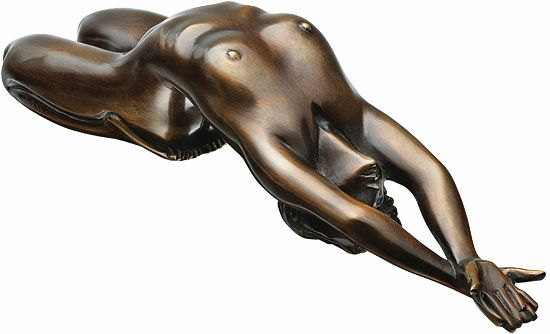 Sculptuur "Liggend naakt", bronzen versie von Hans Rabanser