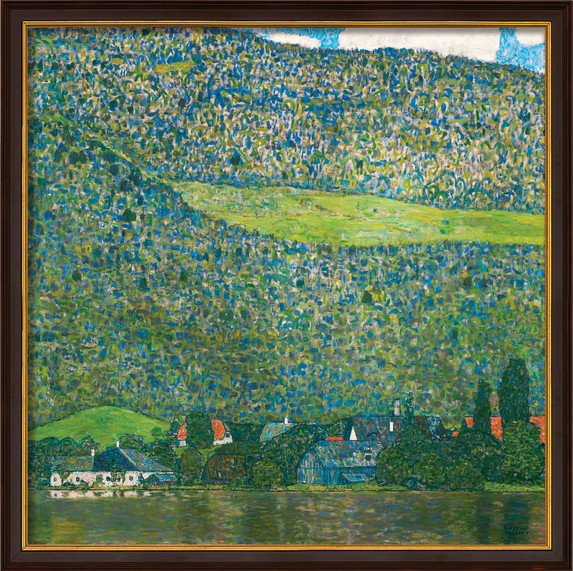 Bild "Litzlberg am Attersee" (1915), gerahmt von Gustav Klimt