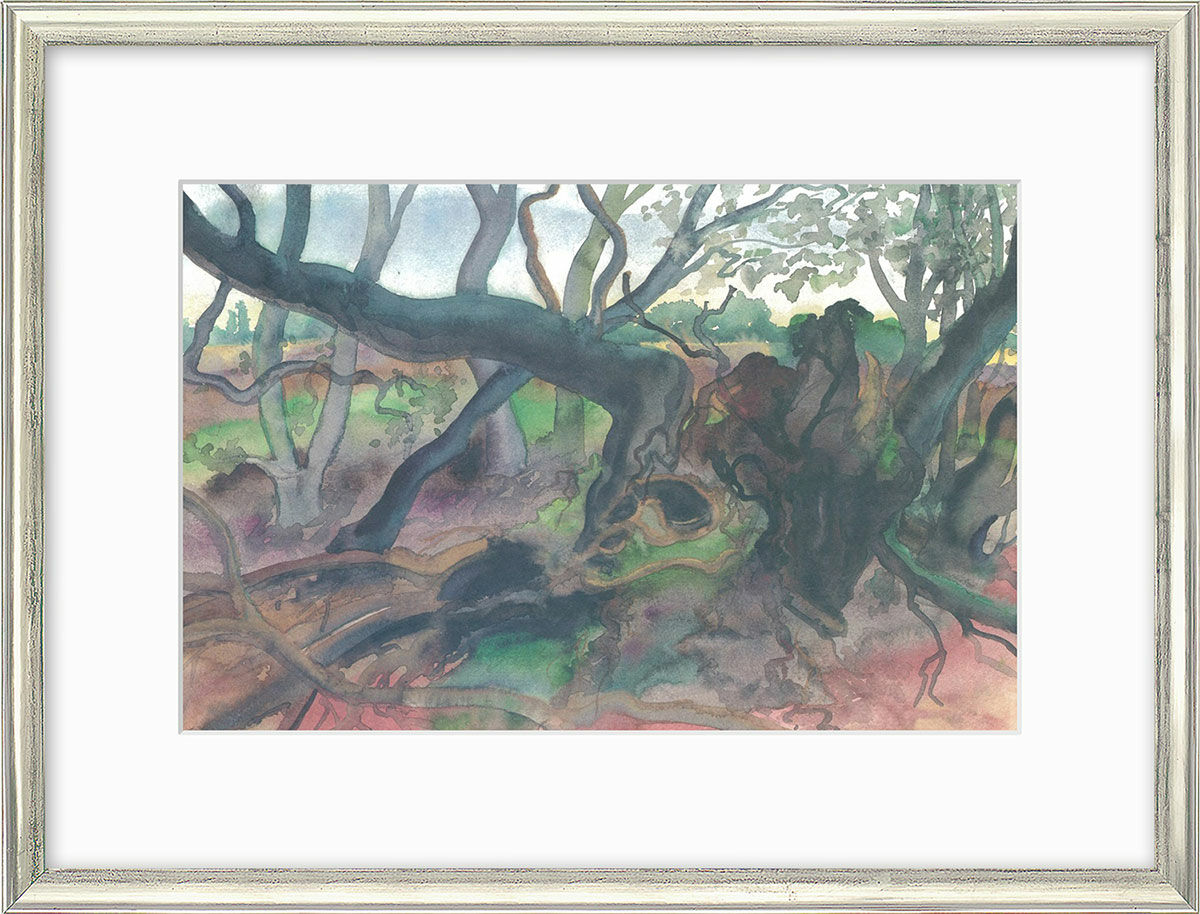 Picture "Forest Landscape on Moen" (2001), framed by Günter Grass