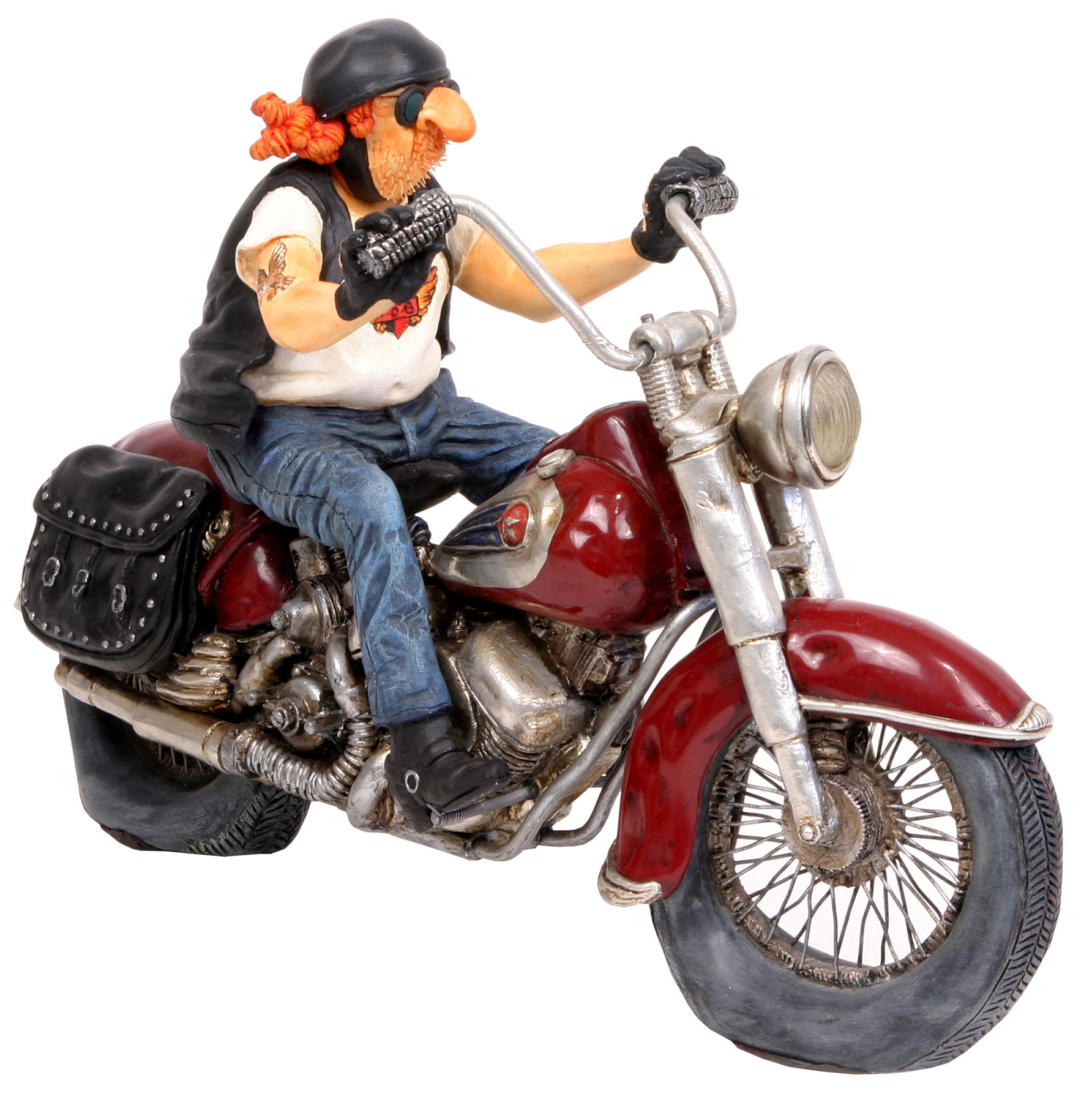 Karikatur "Motorbike", Kunstguss handbemalt von Guillermo Forchino