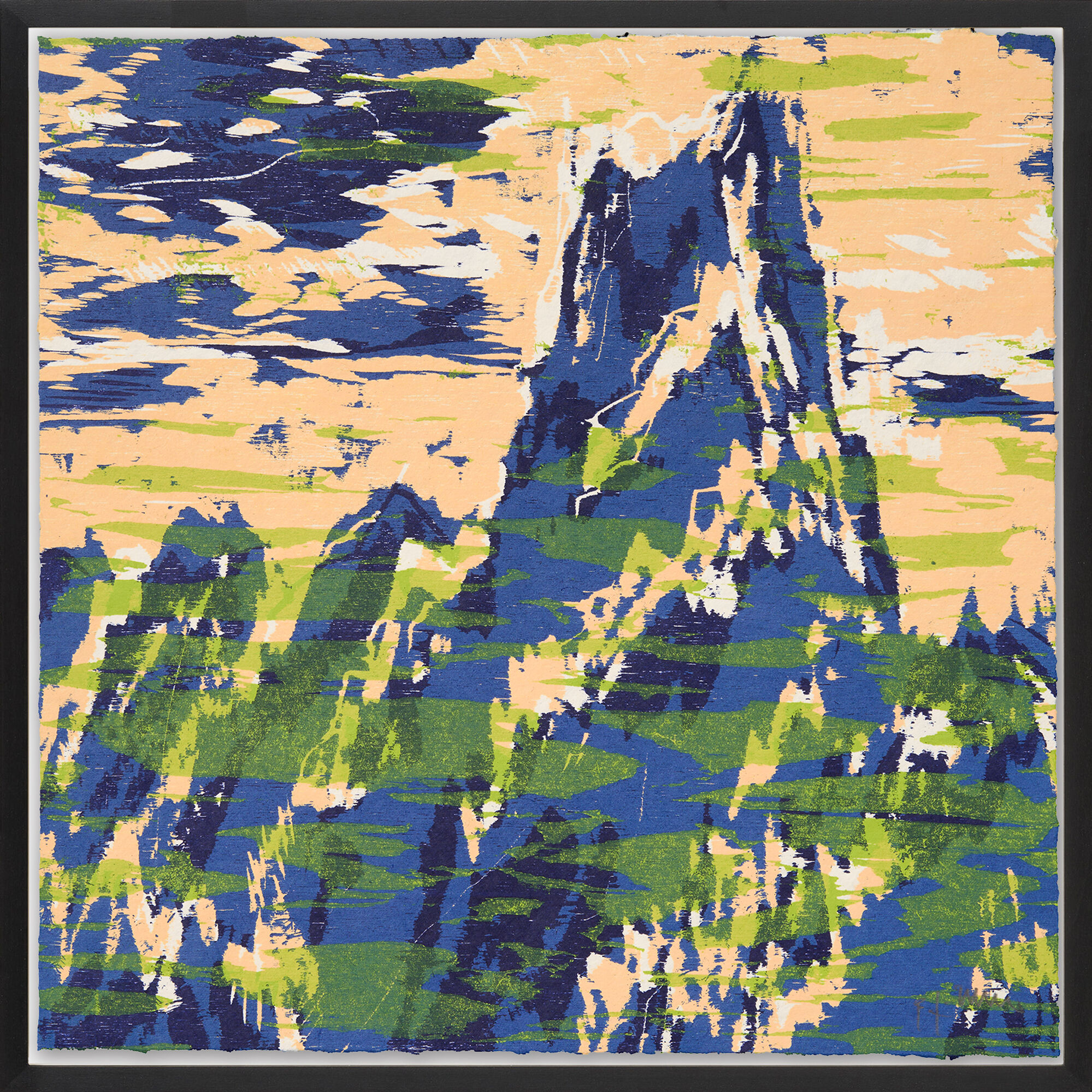 Picture "Tinzenhorn (cream/blue)" (2015/19) (Unique piece) by Bernd Zimmer