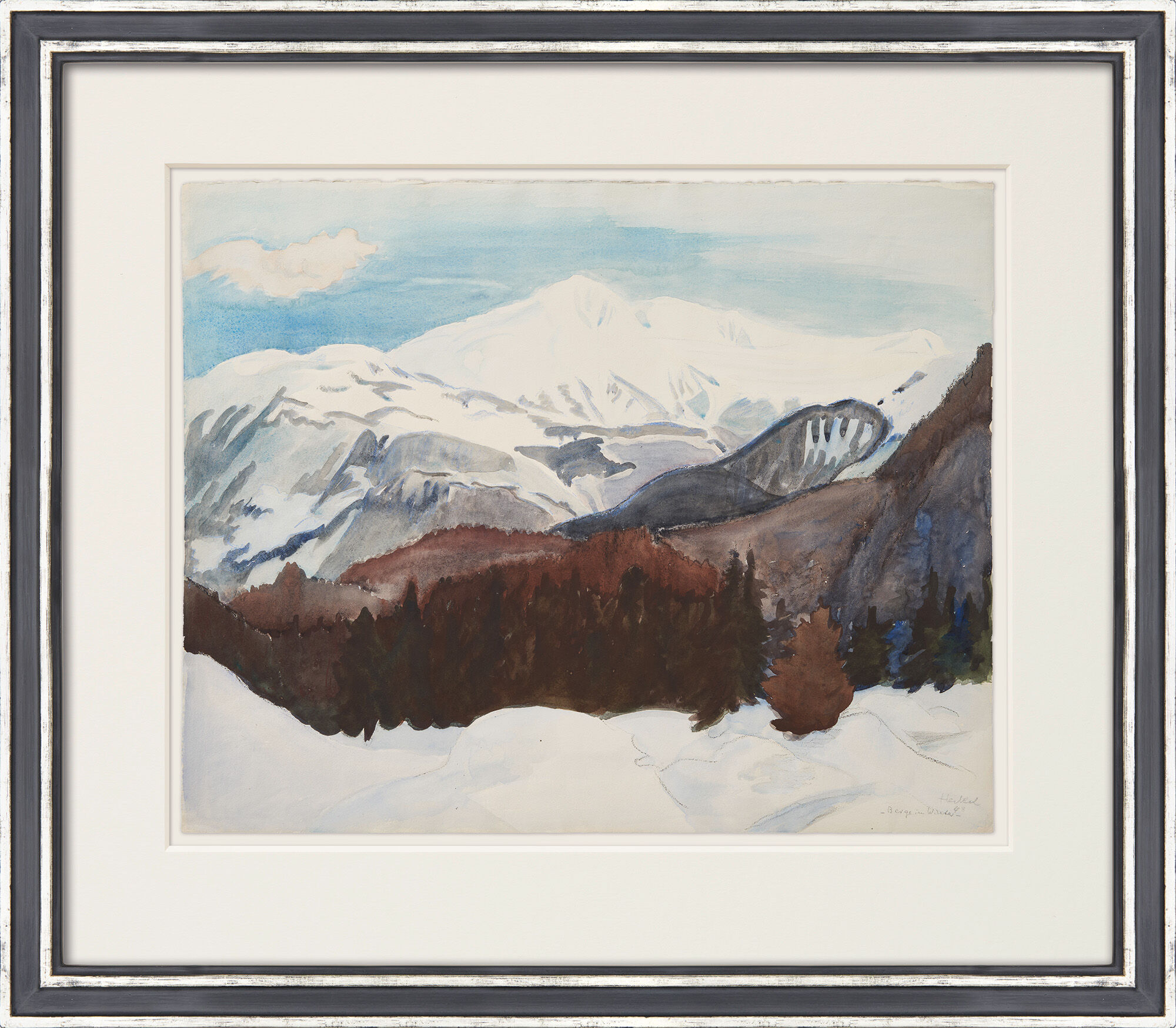 Billede "Bjerge om vinteren" (1948) (Unikt værk) von Erich Heckel