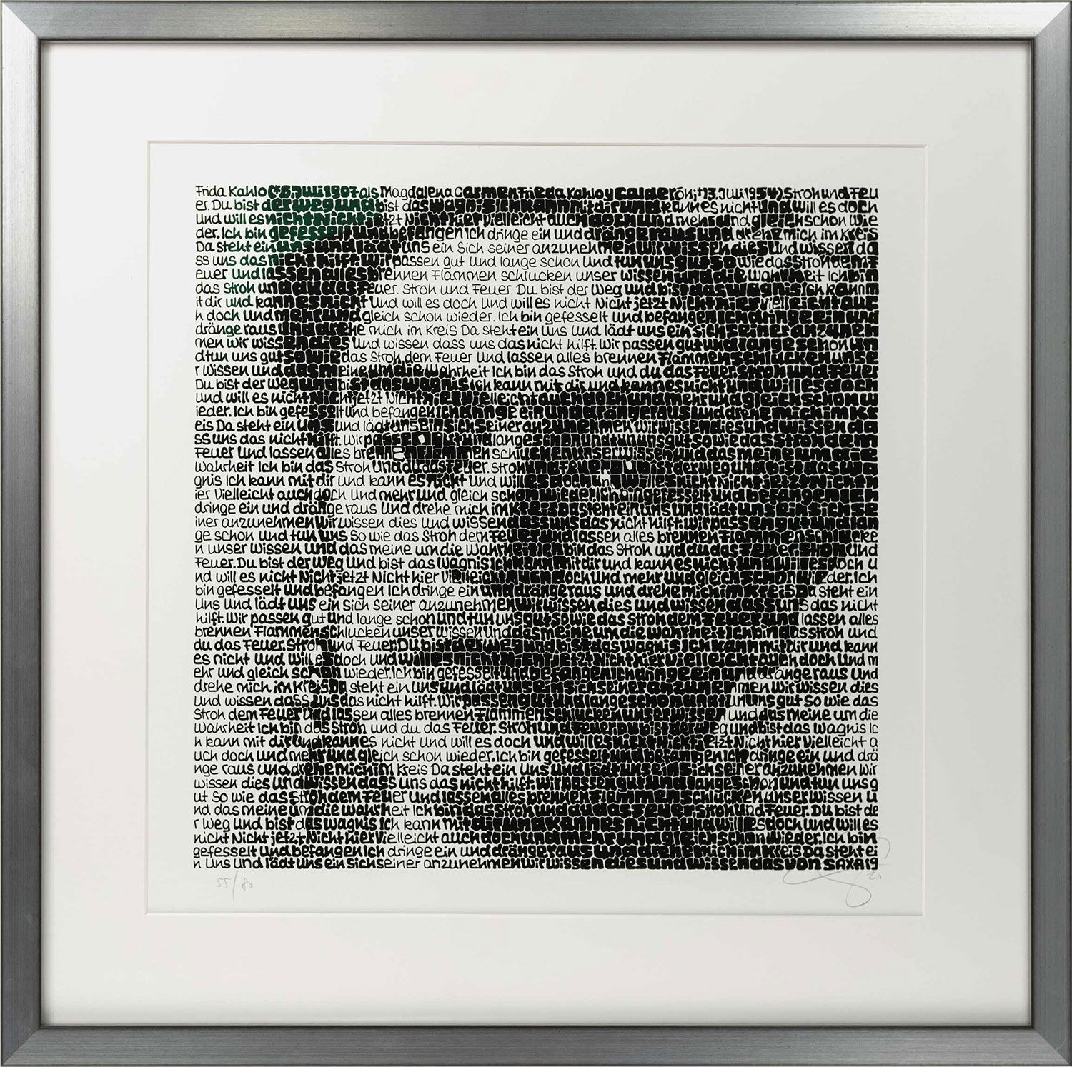 Bild "Frida Kahlo" (2020), gerahmt von SAXA