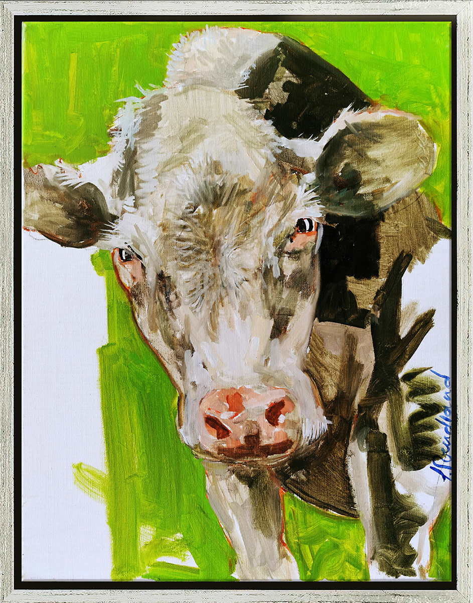 Tableau "Portrait de vache" (2019) (Original / Pièce unique), encadré von Sigurd Wendland