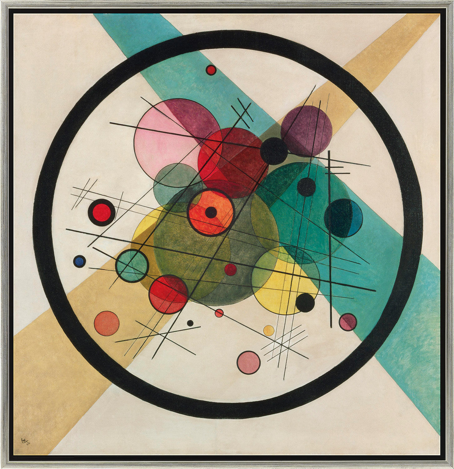 Beeld "Cirkels in een cirkel" (1923), ingelijst von Wassily Kandinsky