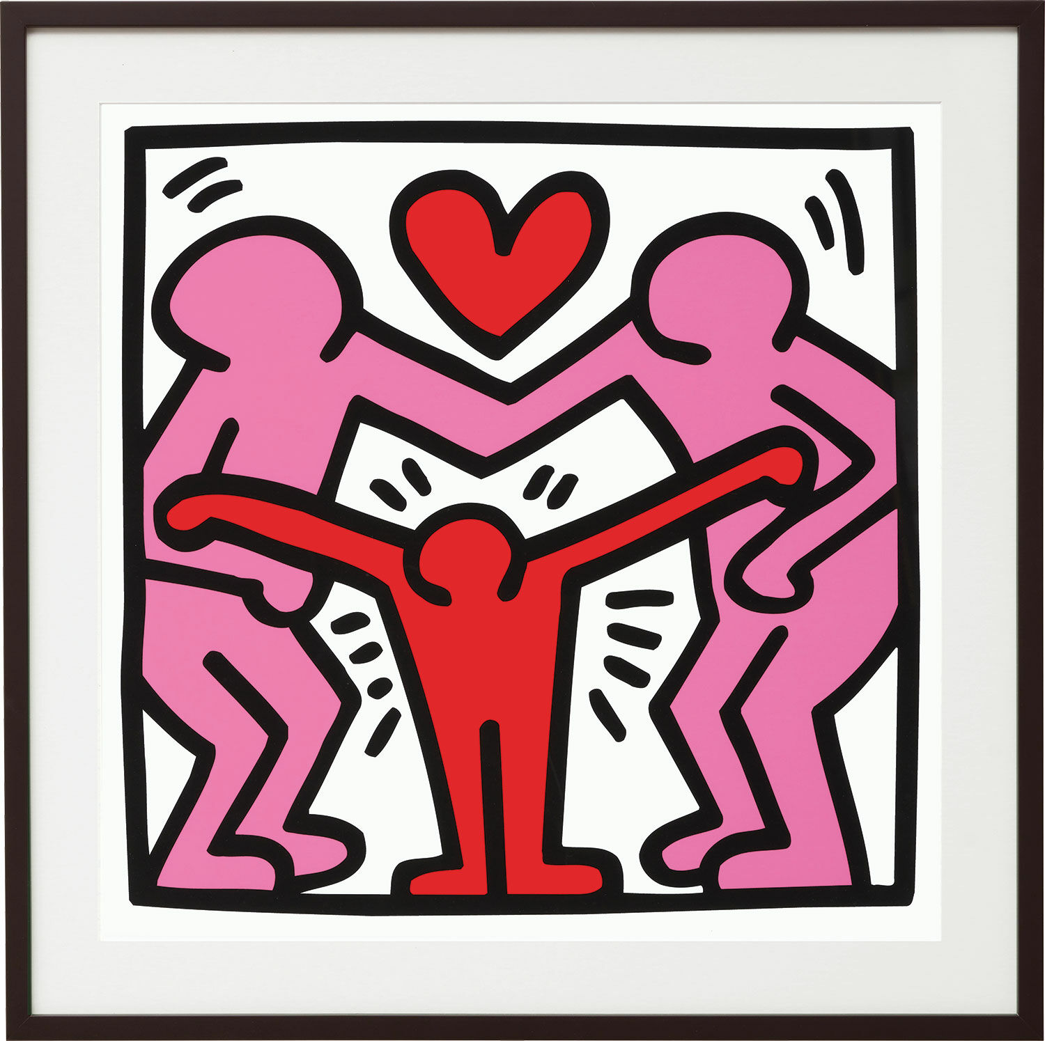 Beeld "Zonder titel (familie)", ingelijst von Keith Haring
