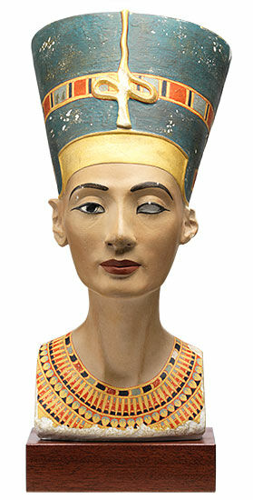 Nefertiti-byste (original størrelse), støbt, håndmalet