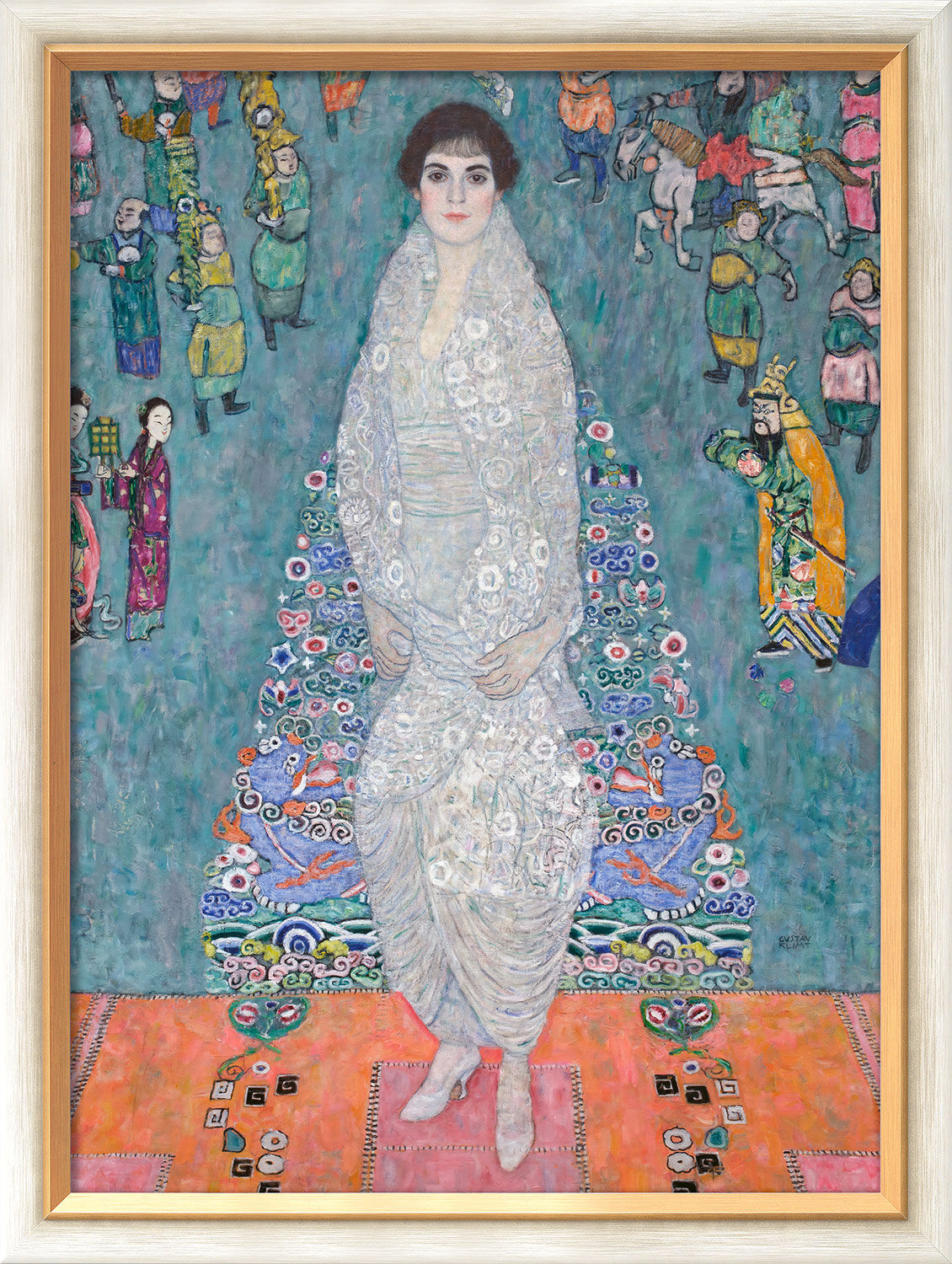 Obraz "Portret Elisabeth Lederer" (1914-16), wersja w białej i złotej ramie autorstwa Gustav Klimt