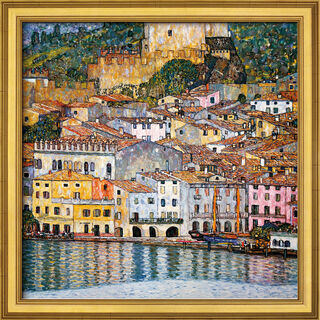 Picture "Malcesine on Lake Garda" (1913), framed by Gustav Klimt