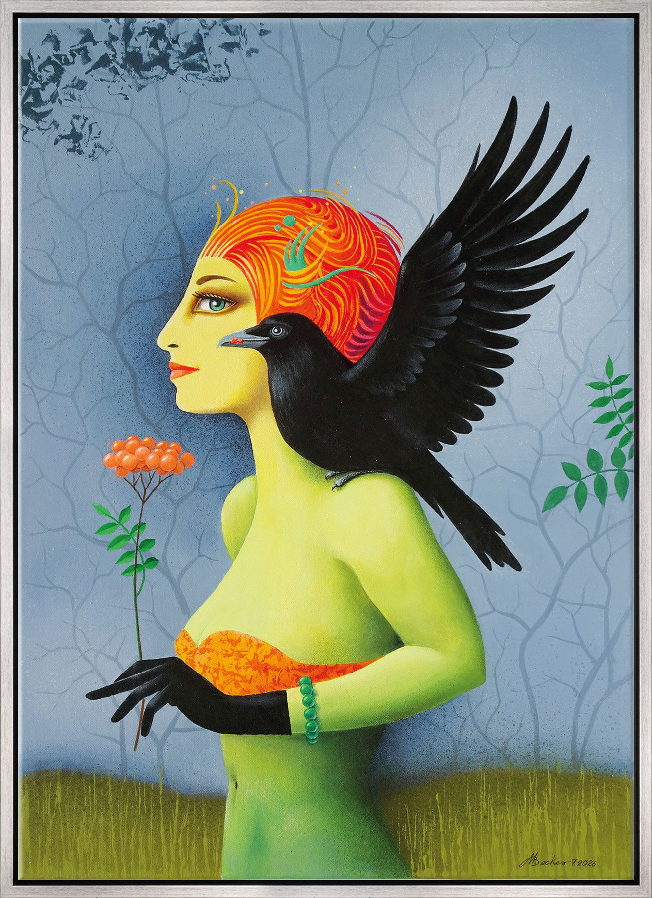 Bild "Vogelbeere" (2026) (Original / Unikat), gerahmt von Michael Becker