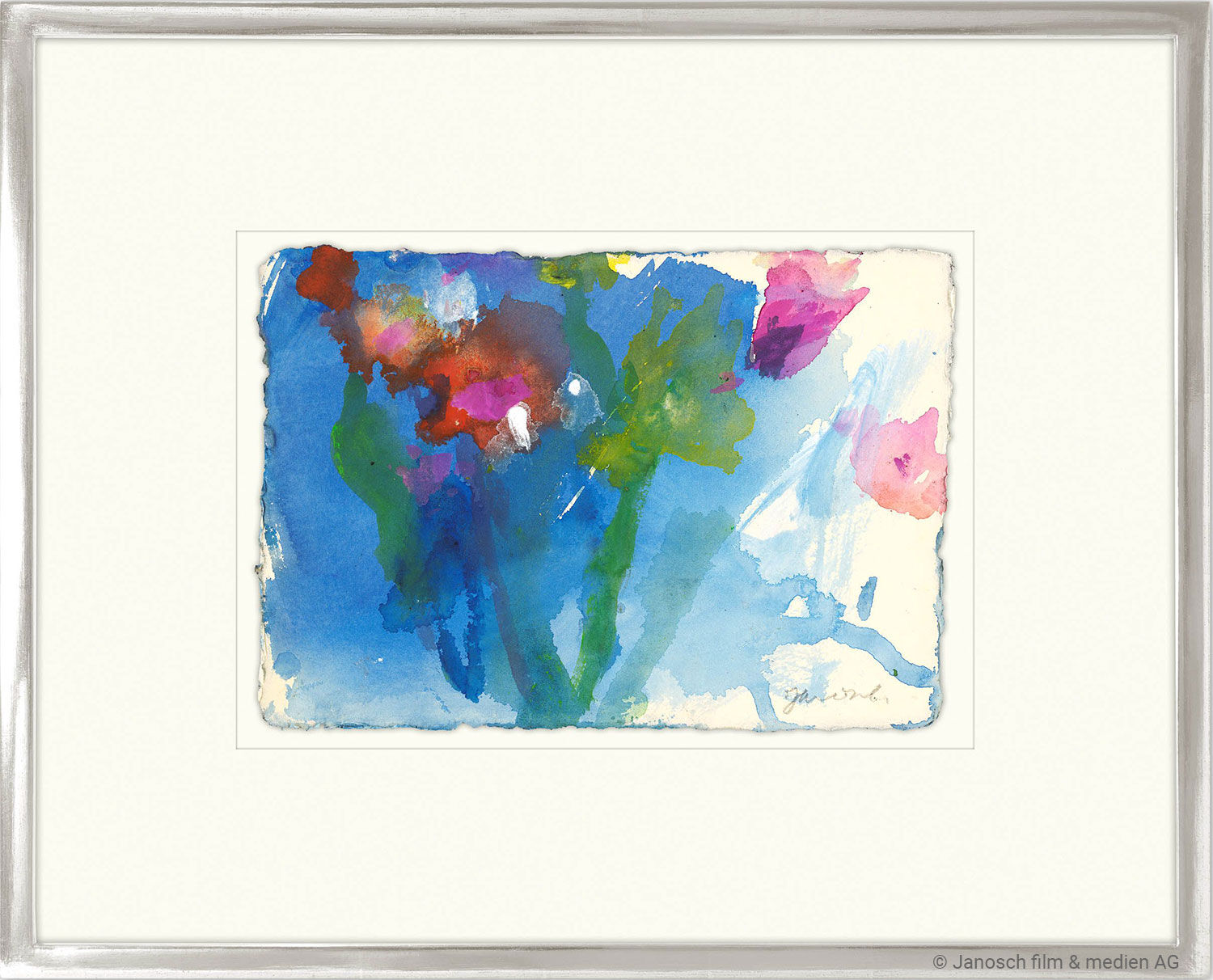 Bild "Blumen" (Original / Unikat), gerahmt von Janosch