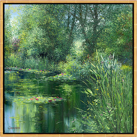 Billede "L'étang à Giverny", indrammet von Jean-Claude Cubaynes