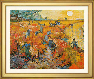 Bild "Der rote Weingarten in Arles" (1888), gerahmt von Vincent van Gogh