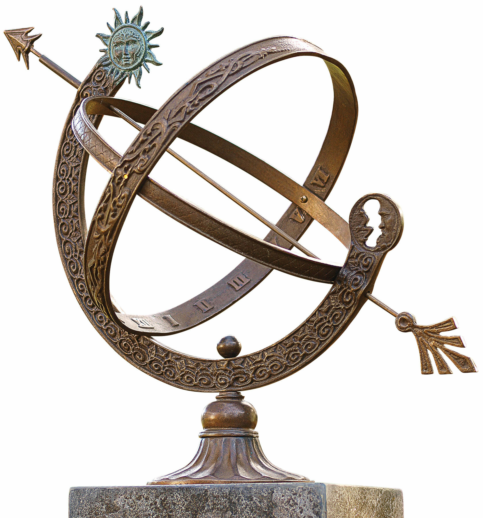 Zonnewijzer "Zon & Maan", brons