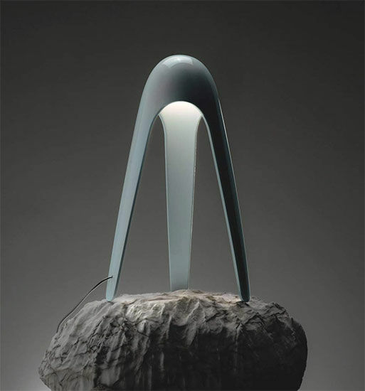Lampe de table LED "Cyborg", version couleur aluminium - Design Karim Rashid von Martinelli Luce