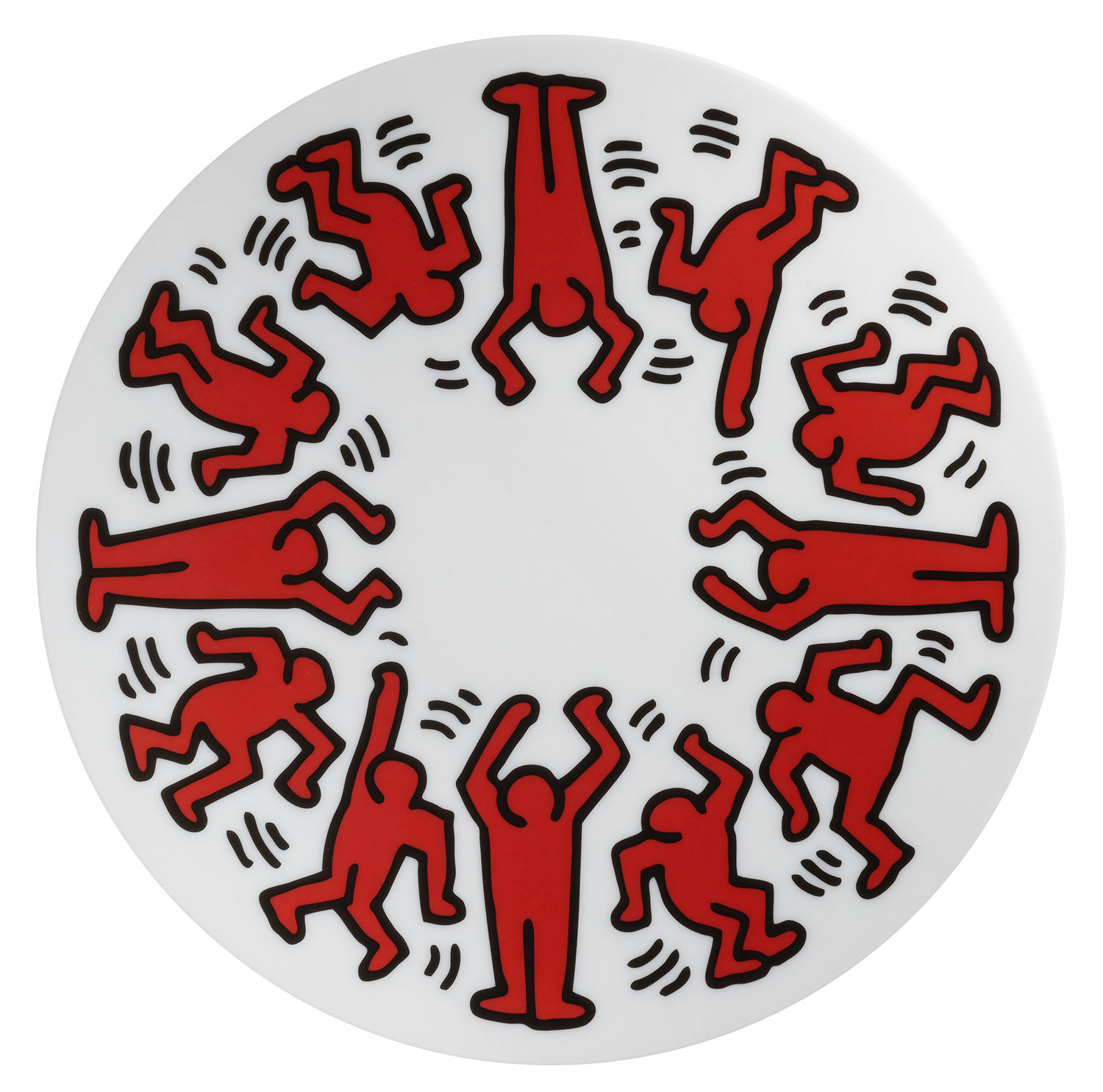 Porcelænstallerken "Rød på hvid" von Keith Haring