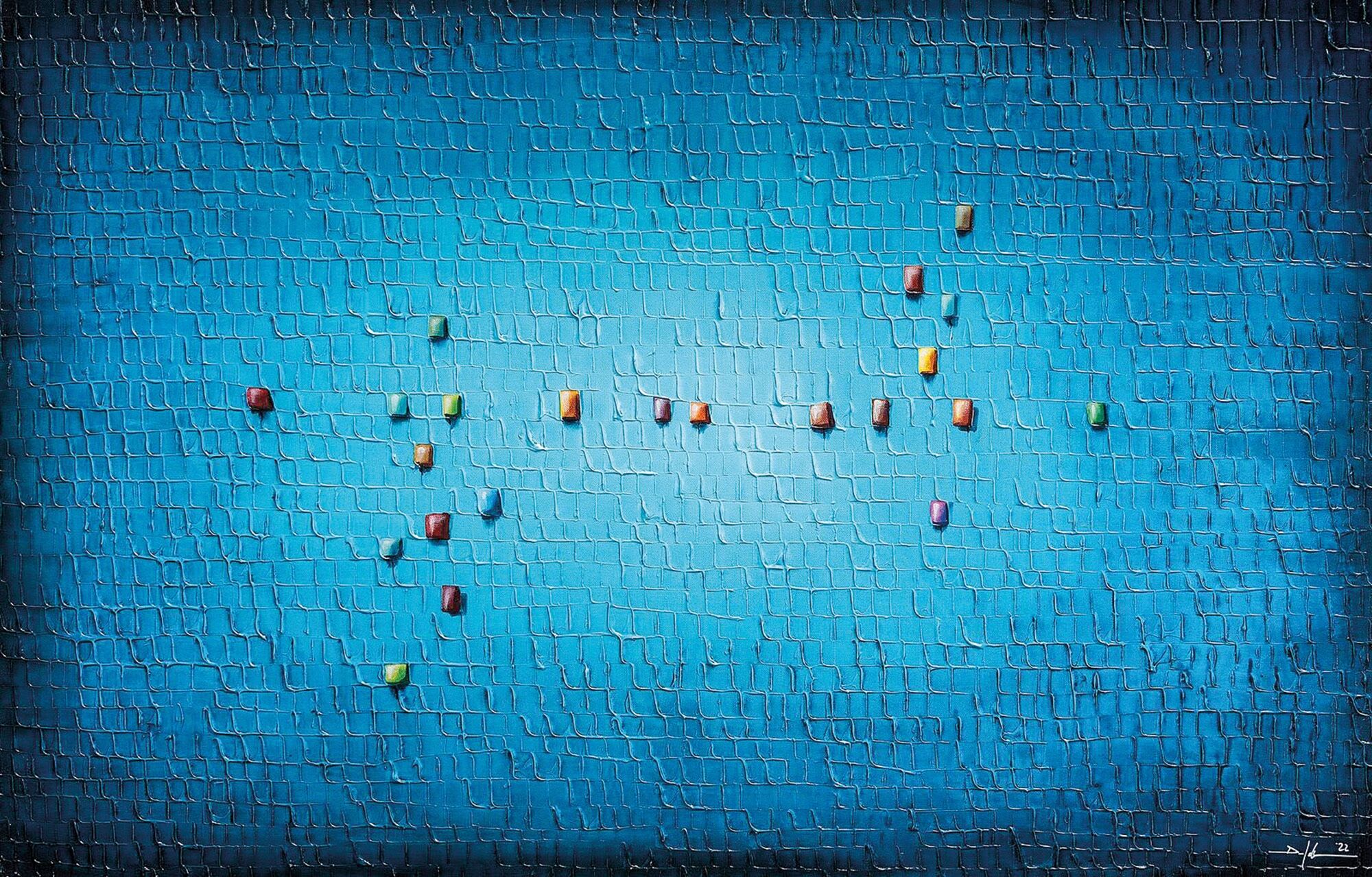 Tableau "Pixels turquoise" (2022) (Pièce unique) de Danny Frede