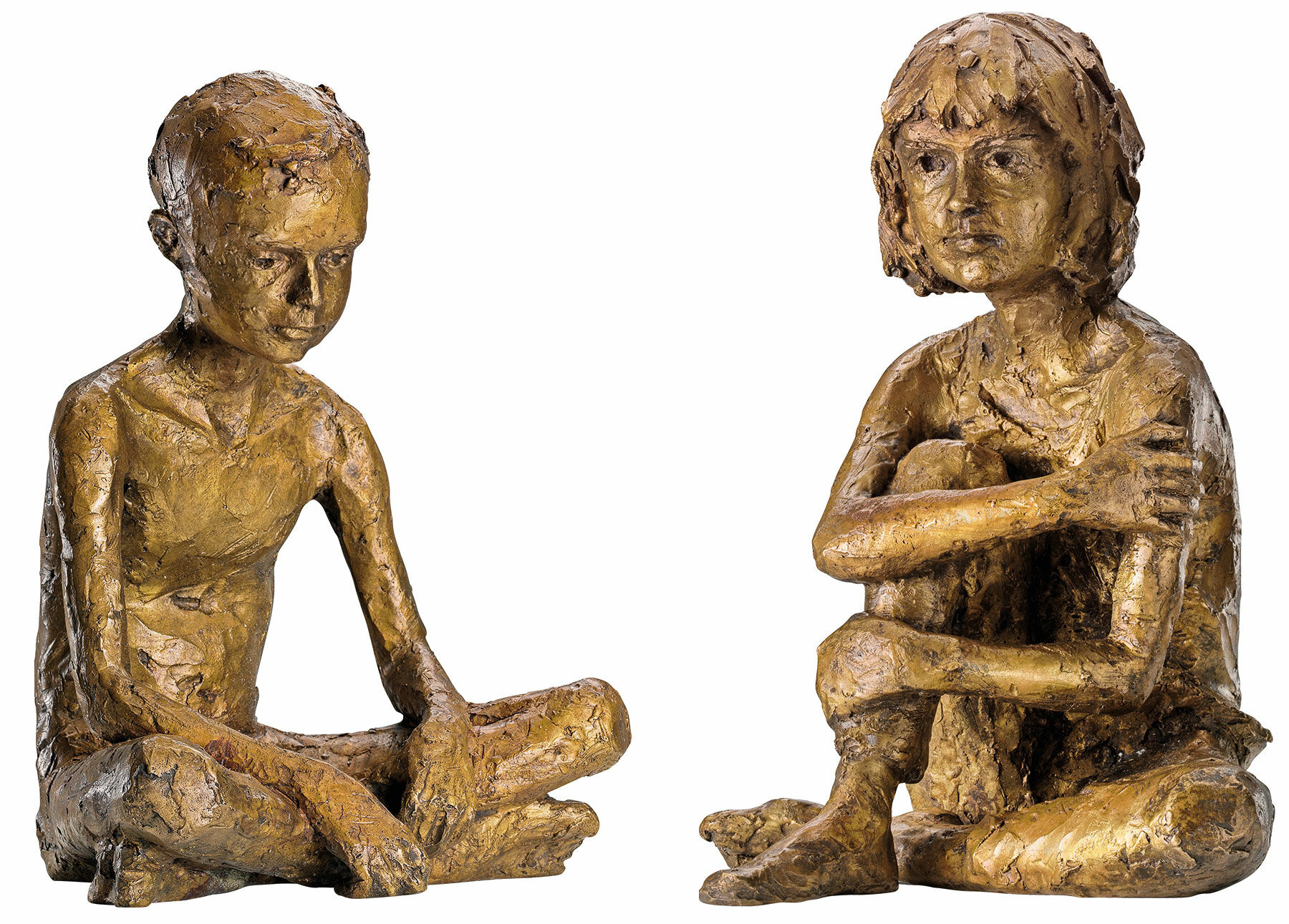 Set of 2 sculptures "Paul" and "Martha", bronze by Valerie Otte