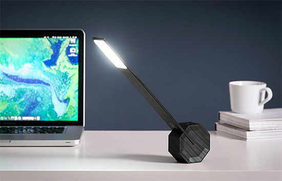 Wireless LED desk lamp "Octagon One", black version by Gingko