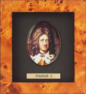 Miniature porcelain picture "Frederick I of Prussia" (1657-1713), framed
