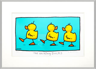 Bild "The Walking Ducks" (2021), gerahmt von Ed Heck