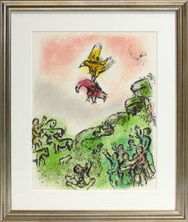 Bild "Die Odyssee - Das Vorzeichen, der Habicht und die Taube" (1989), gerahmt by Marc Chagall