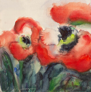 Picture "Three Poppy Blossoms" (2023) (Original / Unique piece), unframed by Christine Kremkau
