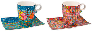 Ensemble de 2 tasses d'artiste "Pop Art", porcelaine