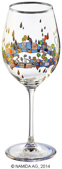Set van 6 wijnglazen "BEAUTY IS A PANACEA - Platina - Witte Wijn" von Friedensreich Hundertwasser