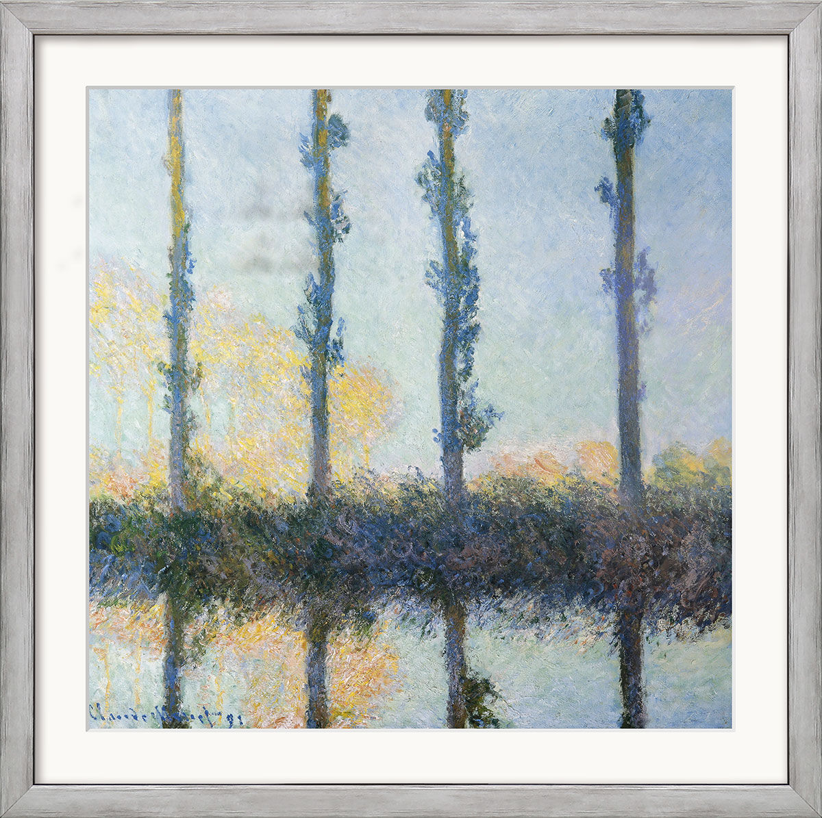 Tavla "Fyra träd" (1891), inramad av Claude Monet