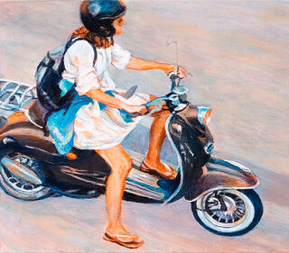 Quadro "Estate in città II" (2023) (Originale / pezzo unico), su telaio a barella di Mo Kilders