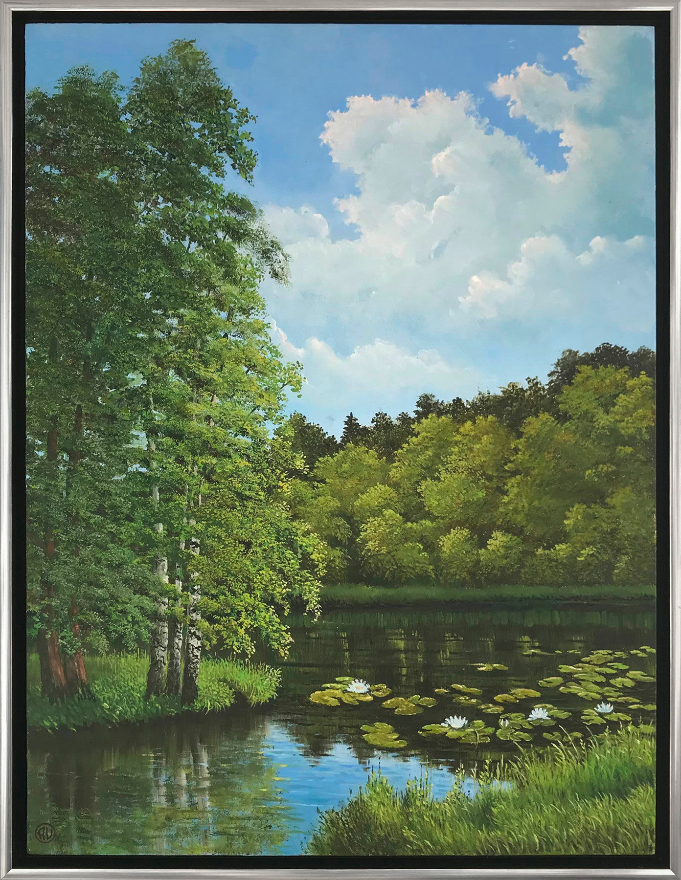 Picture "Water Lily Pond" (2022) (Original / Unique piece), framed by Arnold Voet