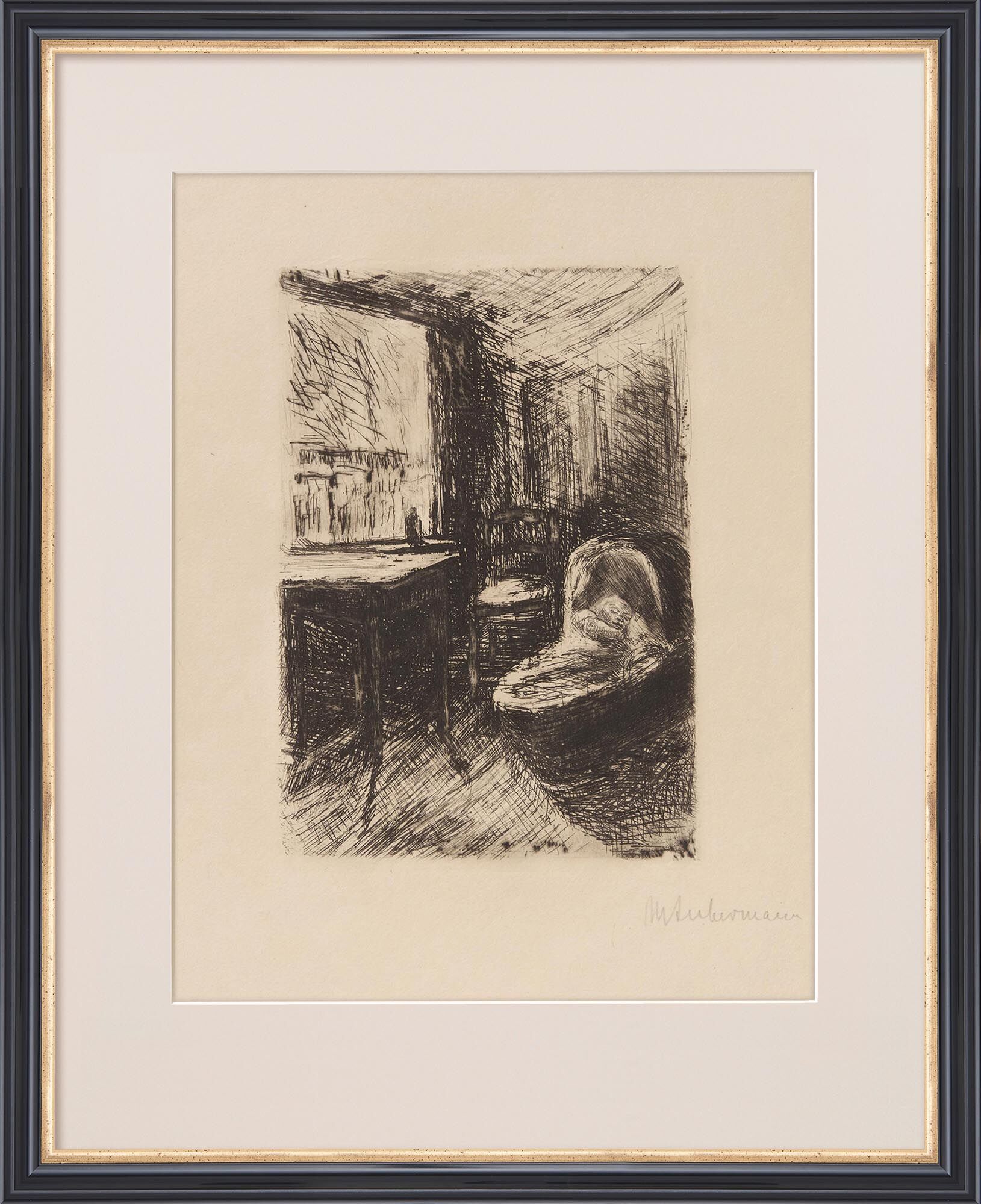 Tableau "Enfant dans un berceau" (1890) de Max Liebermann