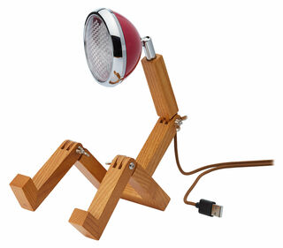 Flexible LED table lamp "Mini Mr. Wattson USB", burgundy version