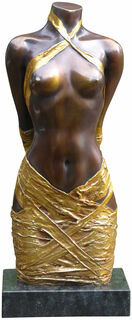 Sculpture "Drapery II", bronze version partially gold-plated