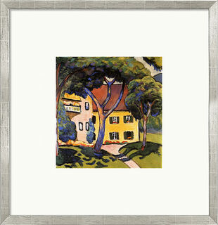 Beeld "Staudacher Huis aan de Tegernsee" (1910), ingelijst von August Macke