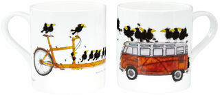 Set of 2 mugs "On the Move", porcelain