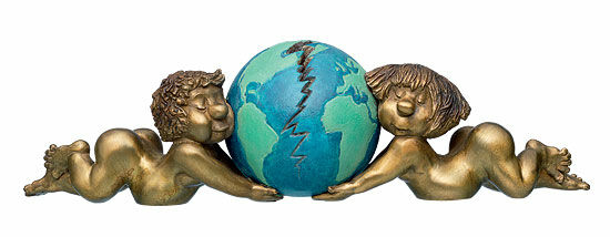 Sculpture "Chérubins avec globe", bronze von Loriot