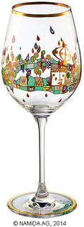 Set of 6 wine glasses "BEAUTY IS A PANACEA - Gold - Red Wine" by Friedensreich Hundertwasser