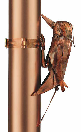Sculpture "Downspout Woodpecker", copper by Marcus Beitelhoff