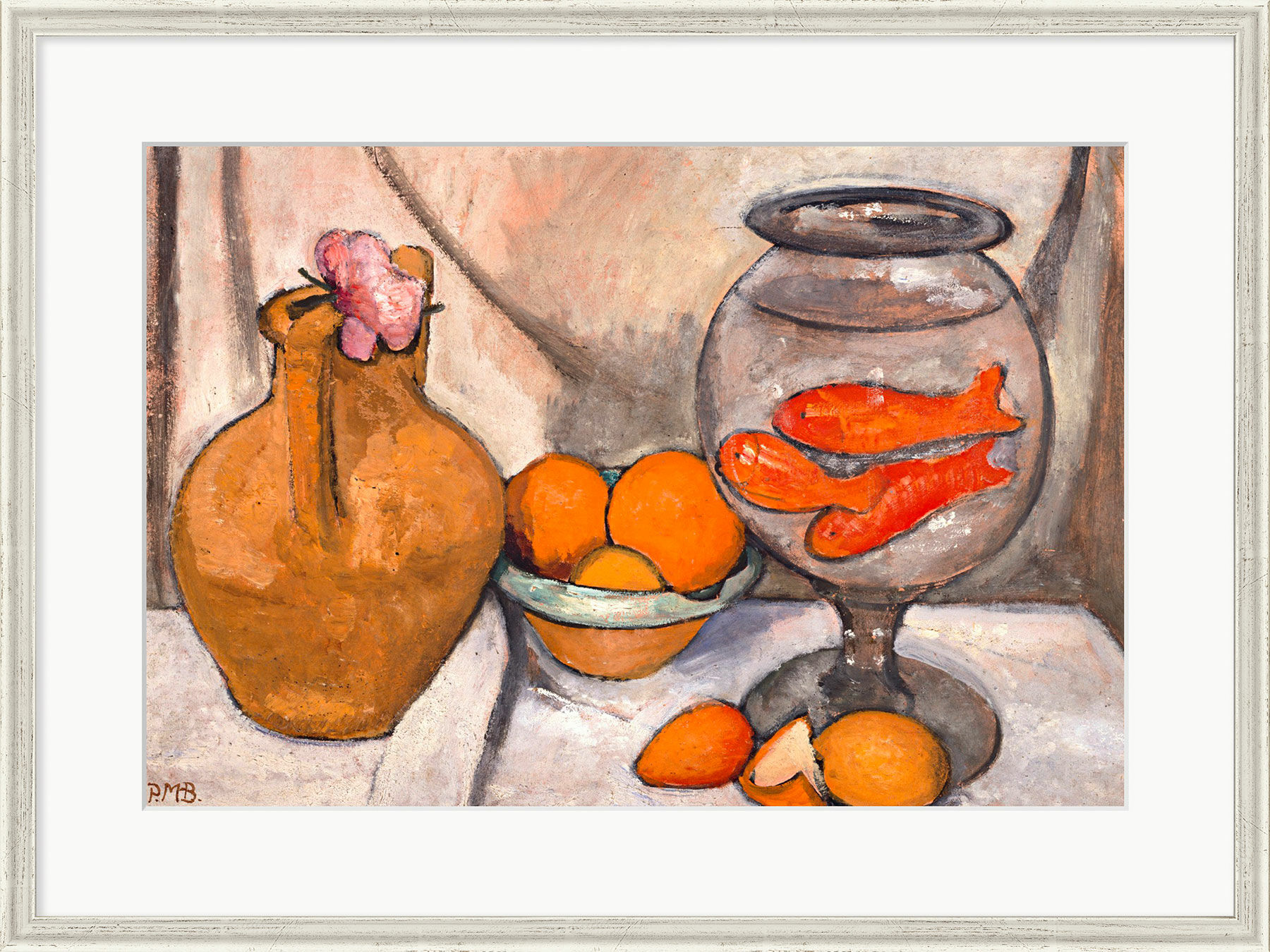 Bild "Stillleben mit Goldfischglas" (1906), gerahmt von Paula Modersohn-Becker