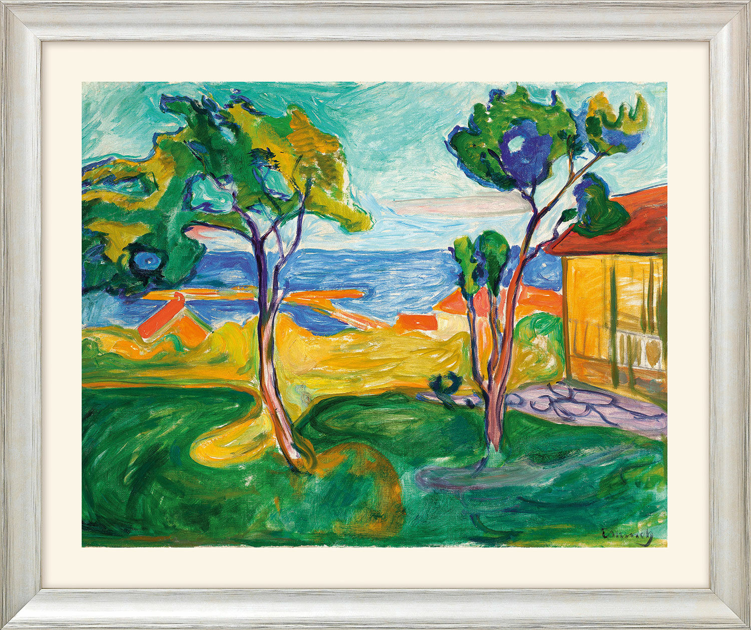 Picture "The Garden in Asgardstrand" (1904-05) - from "Seasons Cycle", silver-coloured framed version by Edvard Munch