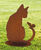 Gartenfigur / Silhouette "Katze mit Schmetterling"