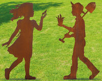 Set van 2 tuinornamenten / silhouetten "Greta en Marcus"