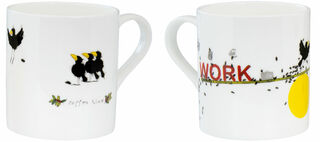 Set of 2 mugs "Work Life Balance", porcelain by Michael Ferner
