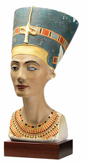 Buste de Néfertiti (taille originale), coulé, peint à la main